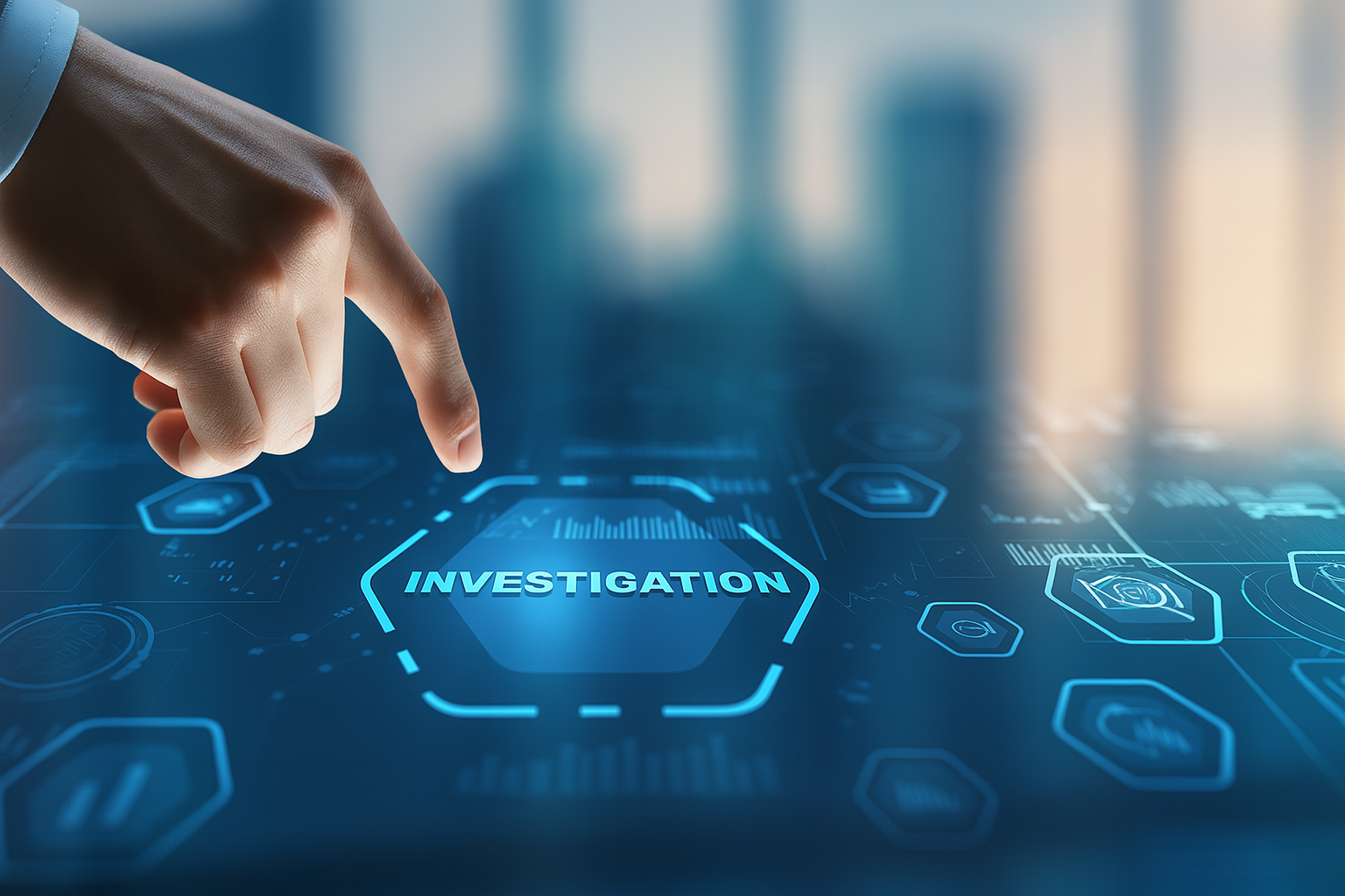 Advanced digital investigation interface with holographic technology display